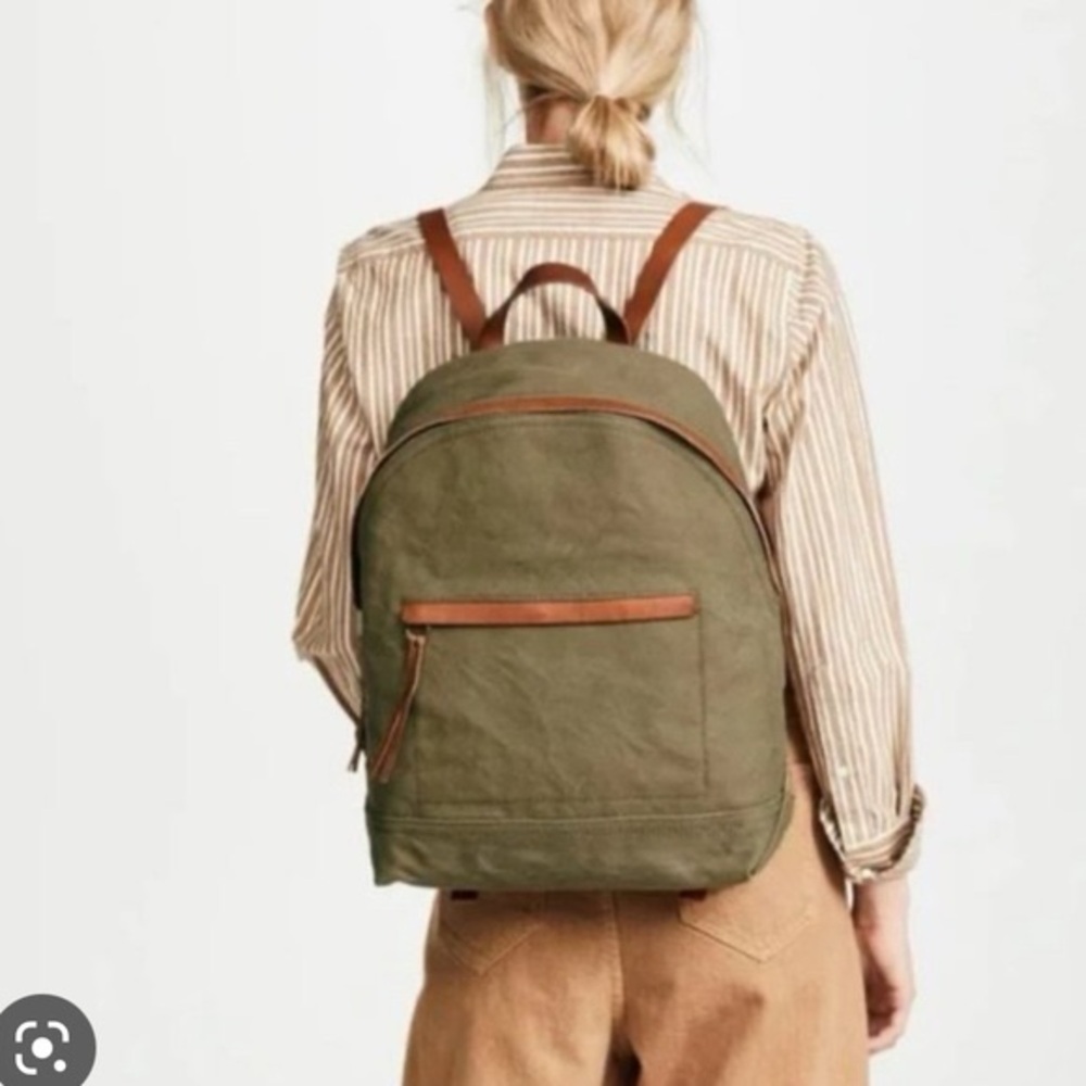 Madewell Khaki Backpack with Brown Details
